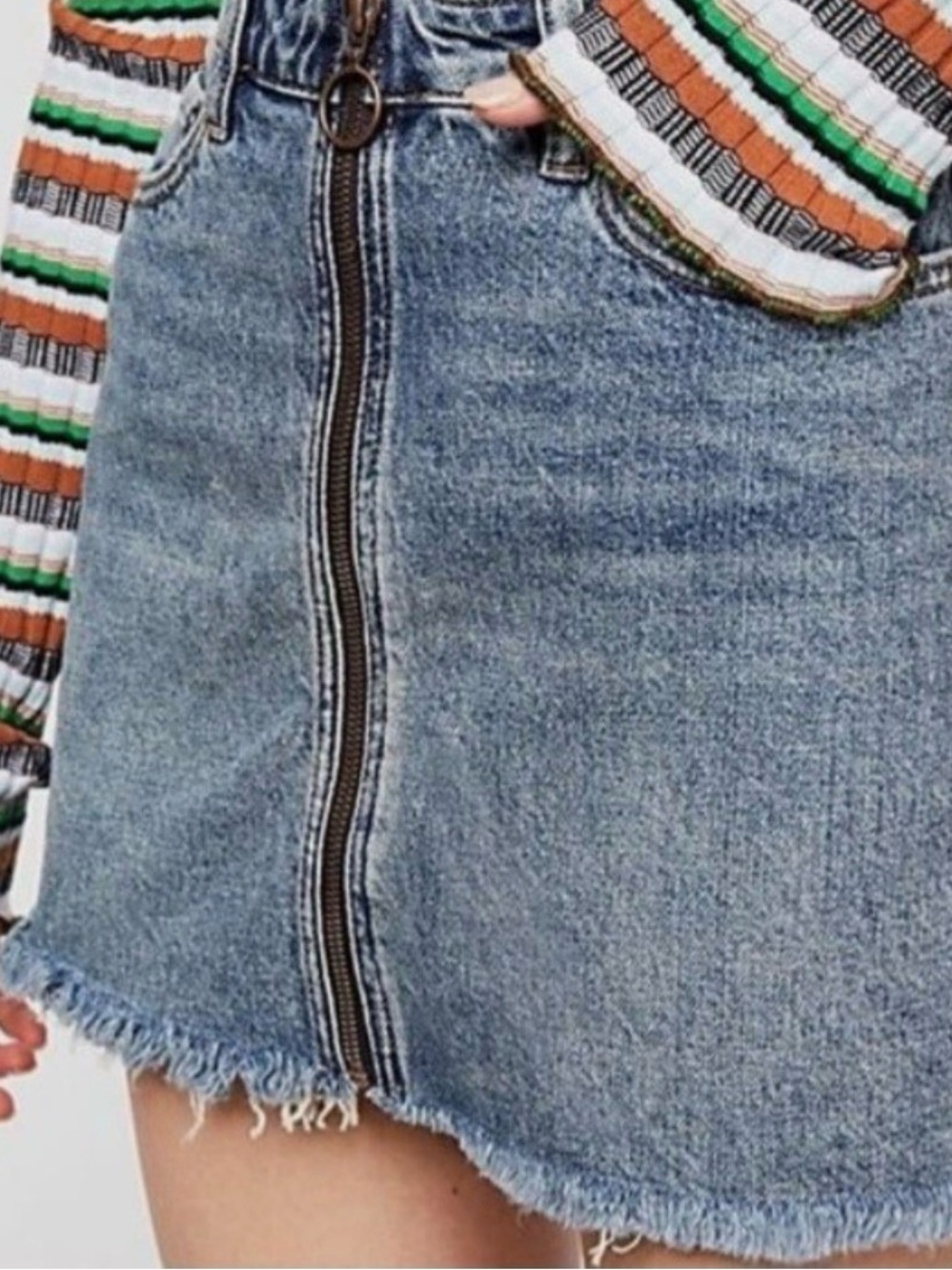 Free People Size 25 We The Free Zip It‎ Up Denim Mini Short Skirt Jean Skirt